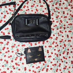Candies bow purse and black cat credit card wallet